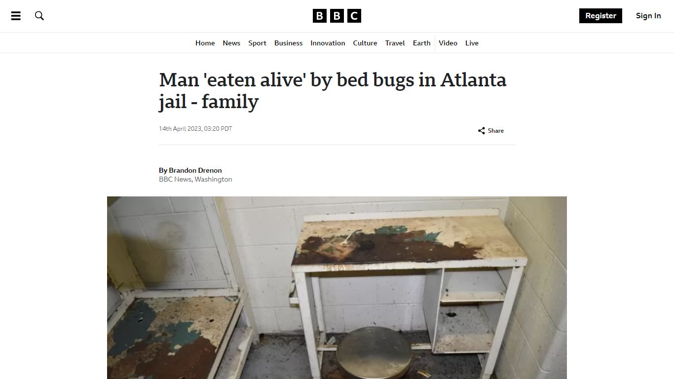 Man 'eaten alive' by bed bugs in Atlanta jail - family - BBC